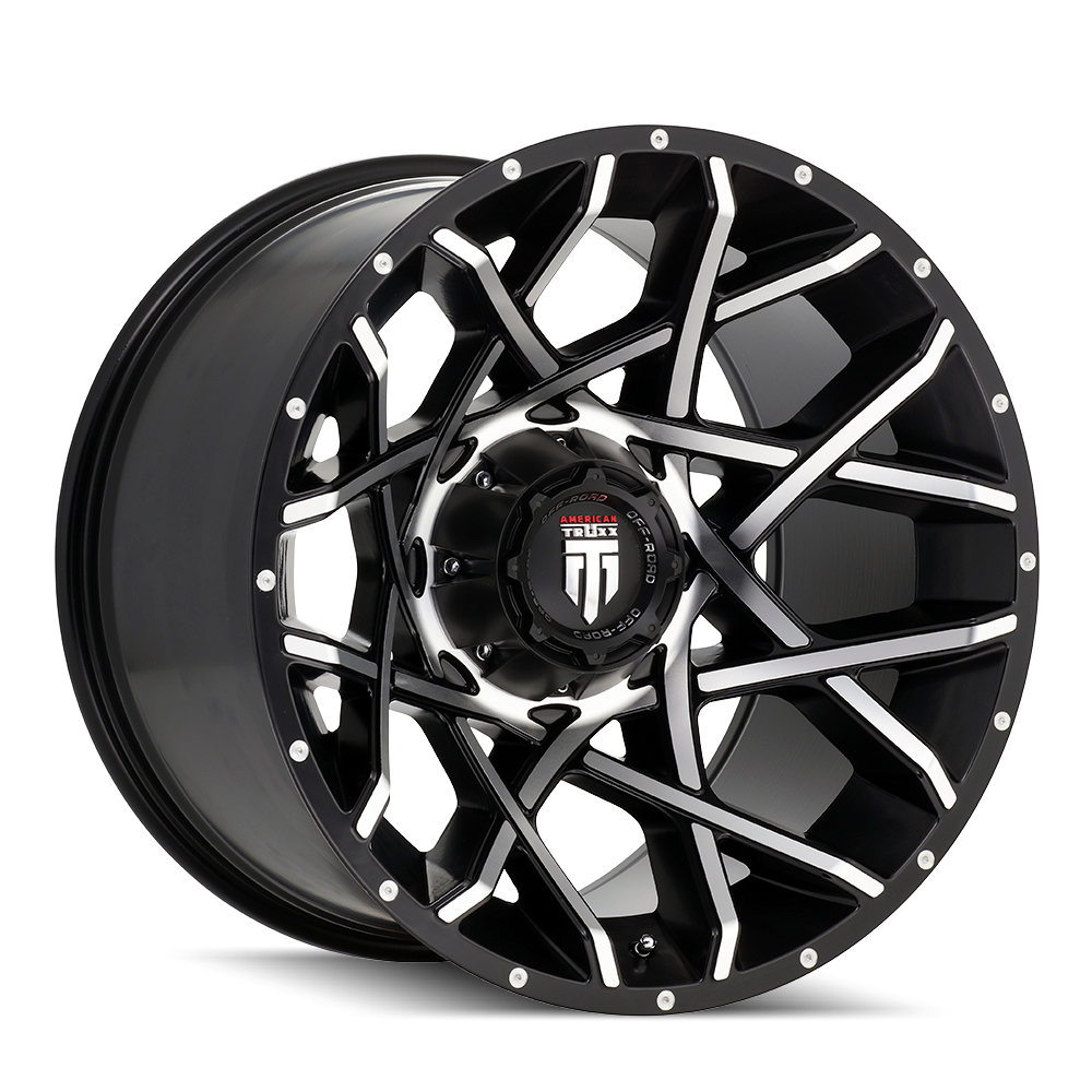 American Truxx GRIDLOCK Gloss black machined 20x12 -44 5x127|5x139.7mm 78.1mm - Wheelwiz