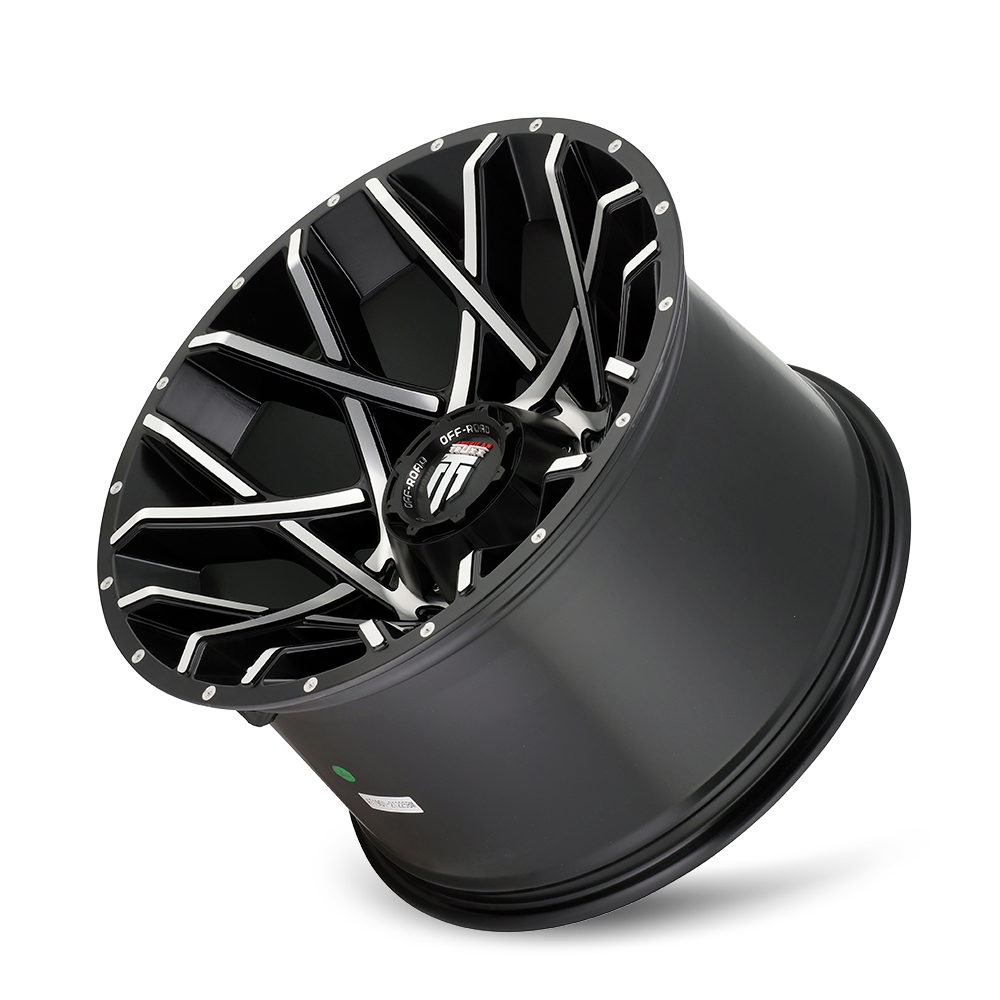 American Truxx GRIDLOCK Gloss black machined 20x12 -44 8x180mm 124.2mm - Wheelwiz