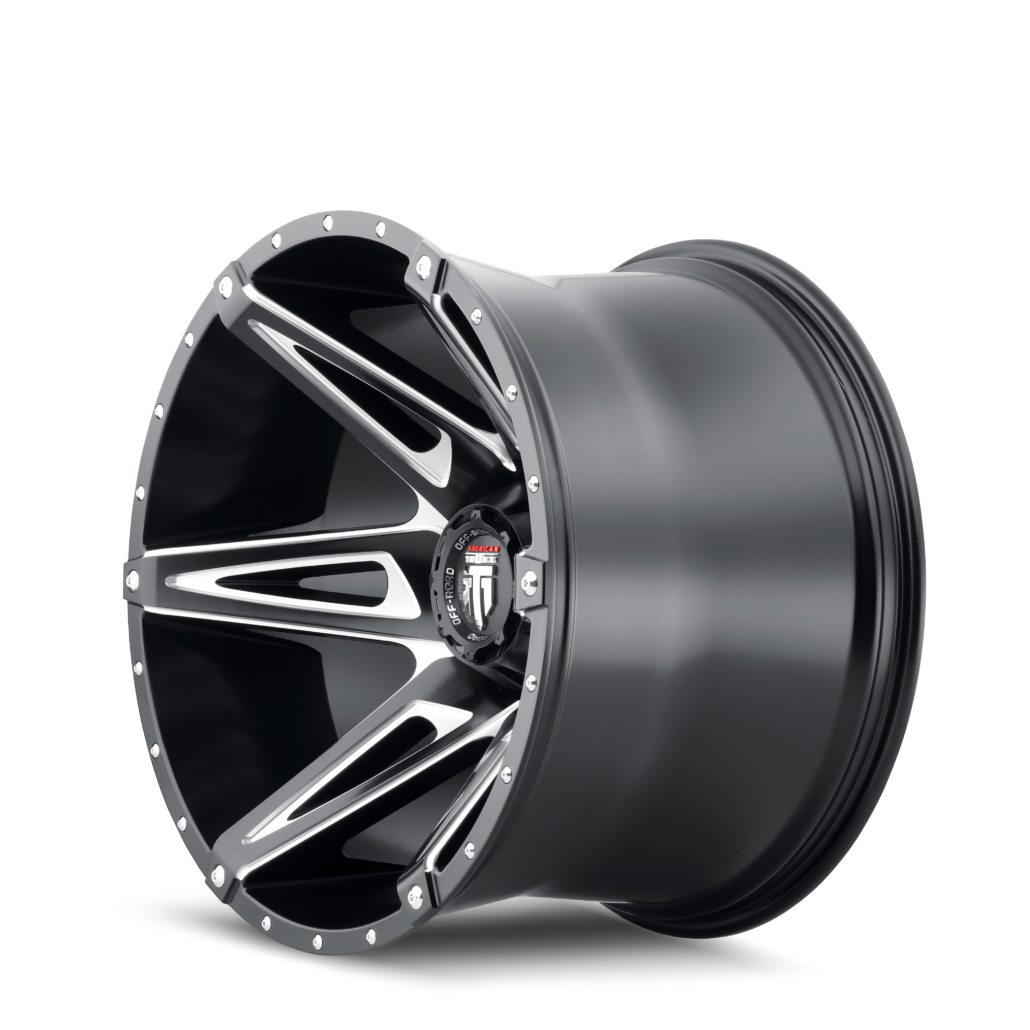 American Truxx KUTZ Gloss black milled 18x9 -12 8x180mm 124.2mm - WheelWiz