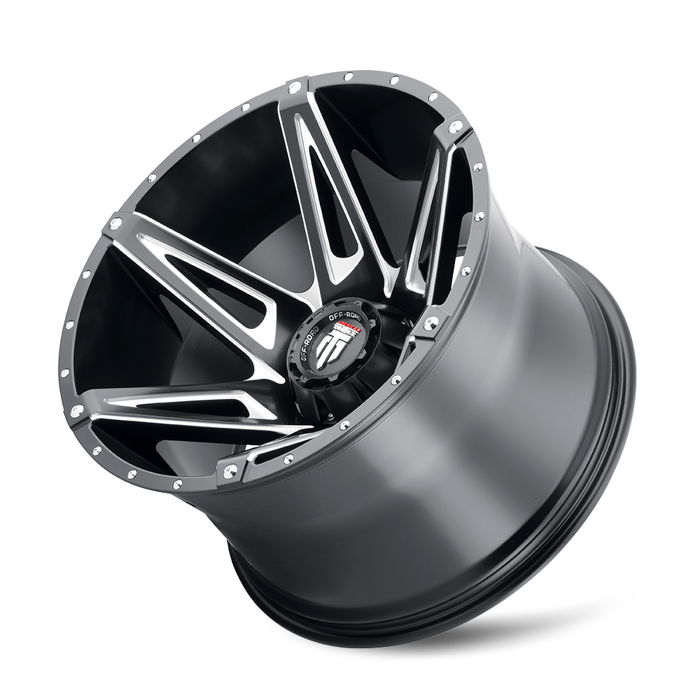 American Truxx KUTZ Gloss black milled 18x9 -12 8x180mm 124.2mm - WheelWiz