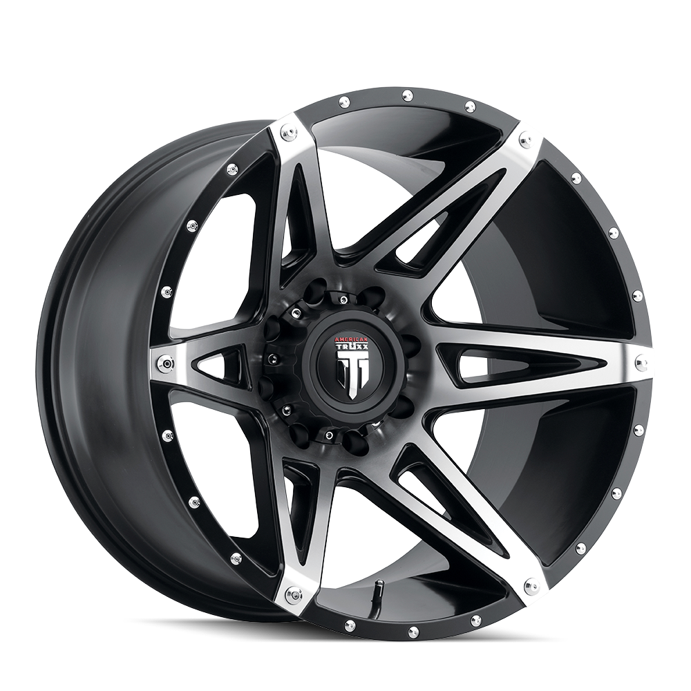 American Truxx KUTZ Gloss black machined 18x9 -12 8x165.1mm 125.2mm - Wheelwiz