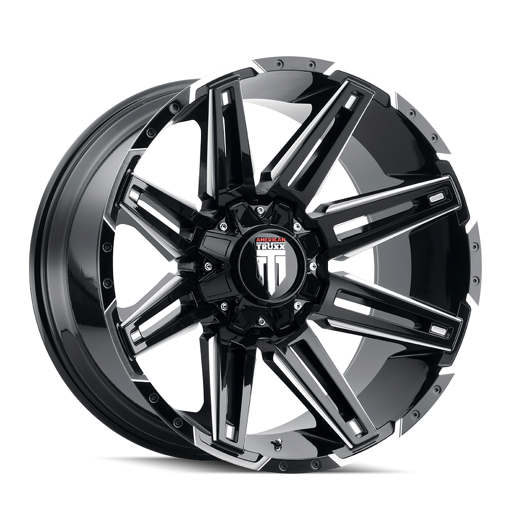 American Truxx BOOM Gloss black milled 18x9 -12 5x127|5x139.7mm 78.1mm - Wheelwiz