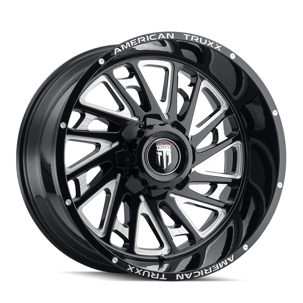 American Truxx BLADE Gloss black milled 24x14 -76 6x139.7mm 106.1mm - Wheelwiz