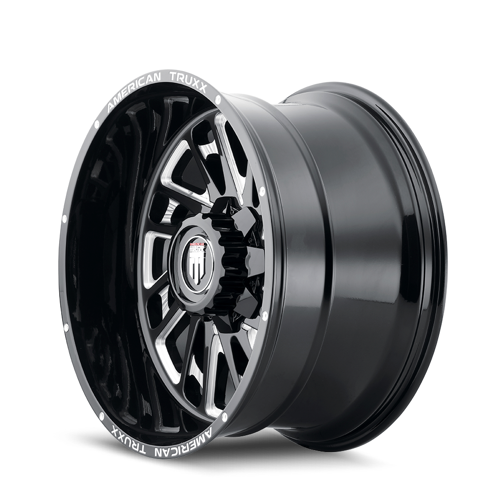American Truxx BLADE Gloss black milled 22x12 -44 5x139.7|5x150mm 110.3mm - Wheelwiz