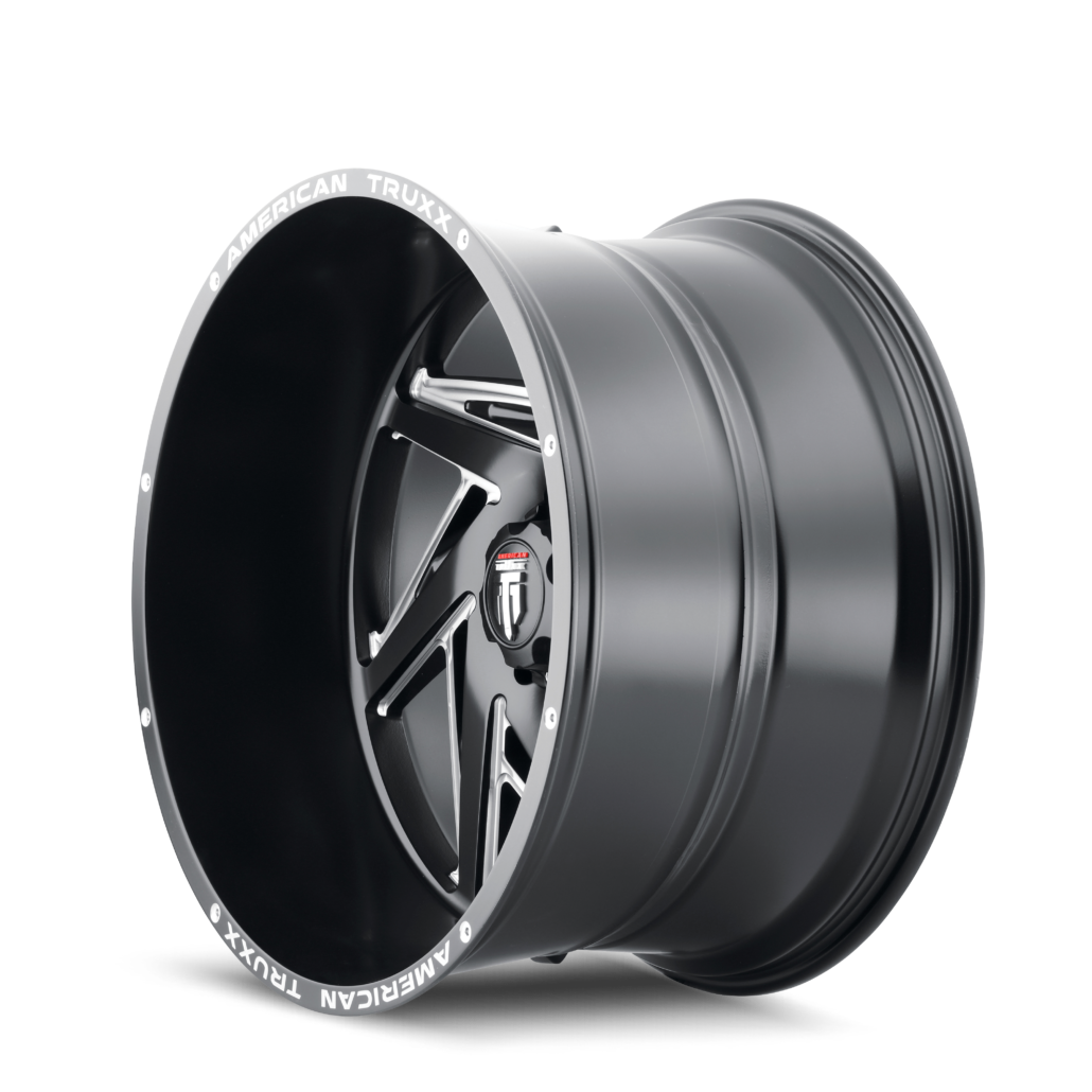 American Truxx SPIRAL Satin black milled 22x12 -44 6x139.7mm 106.1mm - WheelWiz