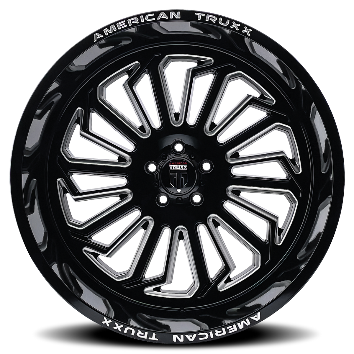 American Truxx BUTCHER Gloss black milled 22x12 -51 6x139.7mm 106mm - Wheelwiz