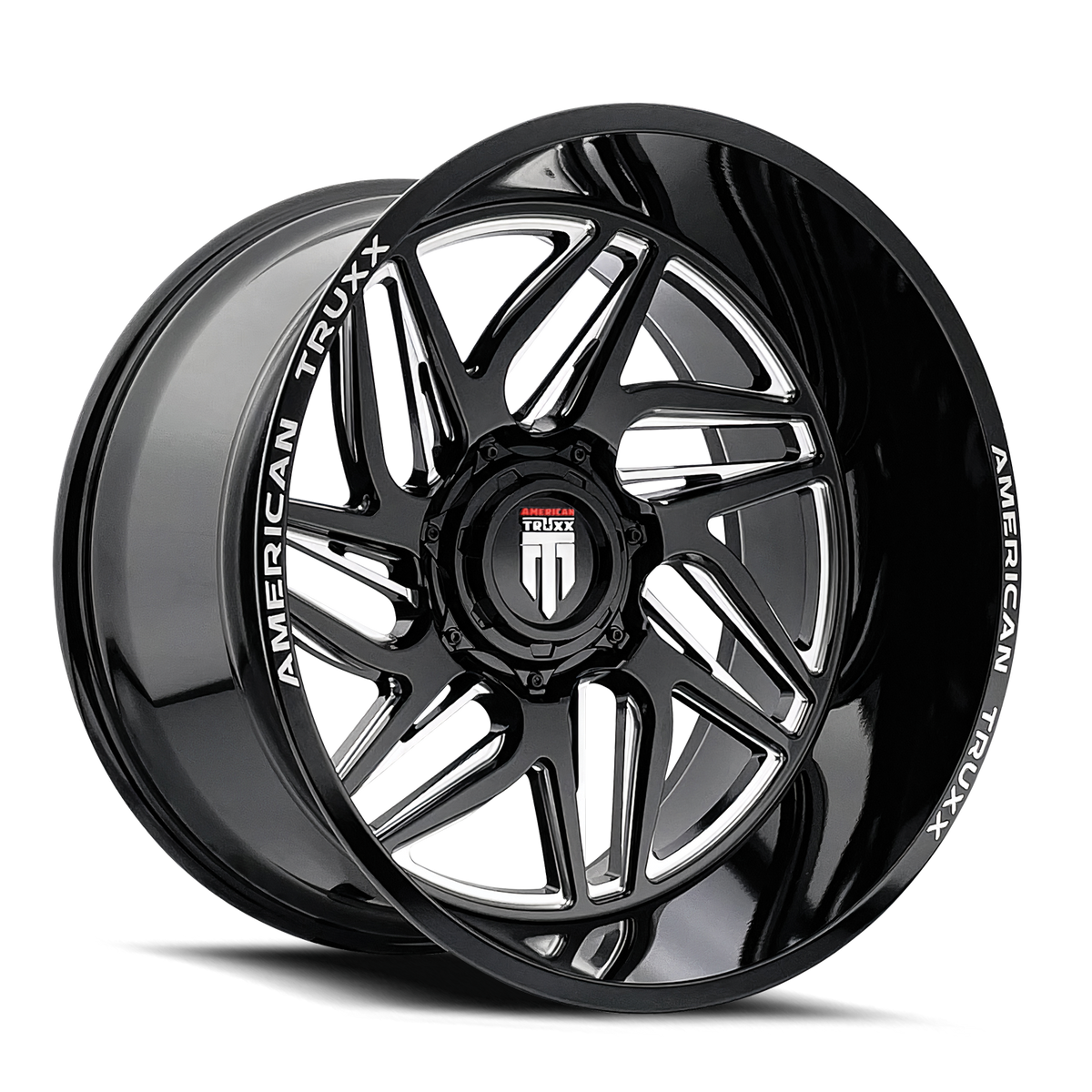 American Truxx GOLIATH Gloss black milled 20x10 -24 8x180mm 124.1mm - Wheelwiz