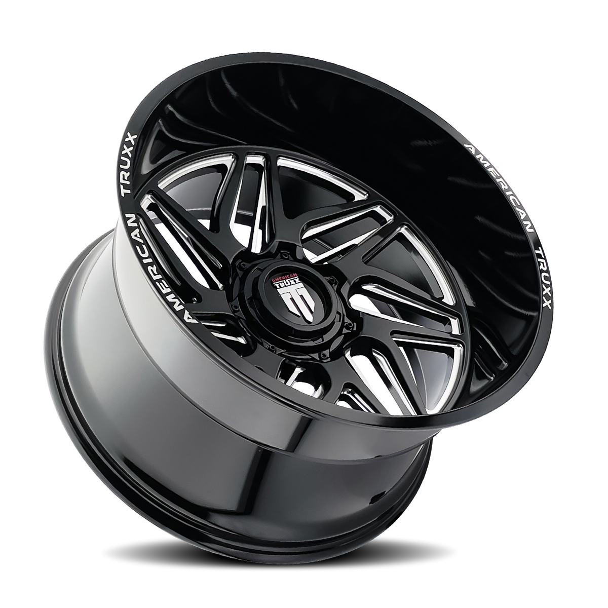 American Truxx GOLIATH Gloss black milled 24x14 -76 8x165.1mm 125.2mm - Wheelwiz