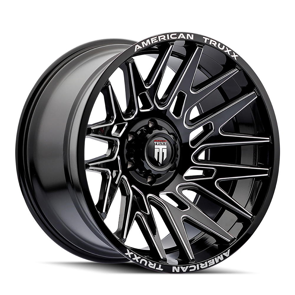 American Truxx EVOLUTION Gloss black milled 22x12 -44 8x170mm 125.2mm - Wheelwiz