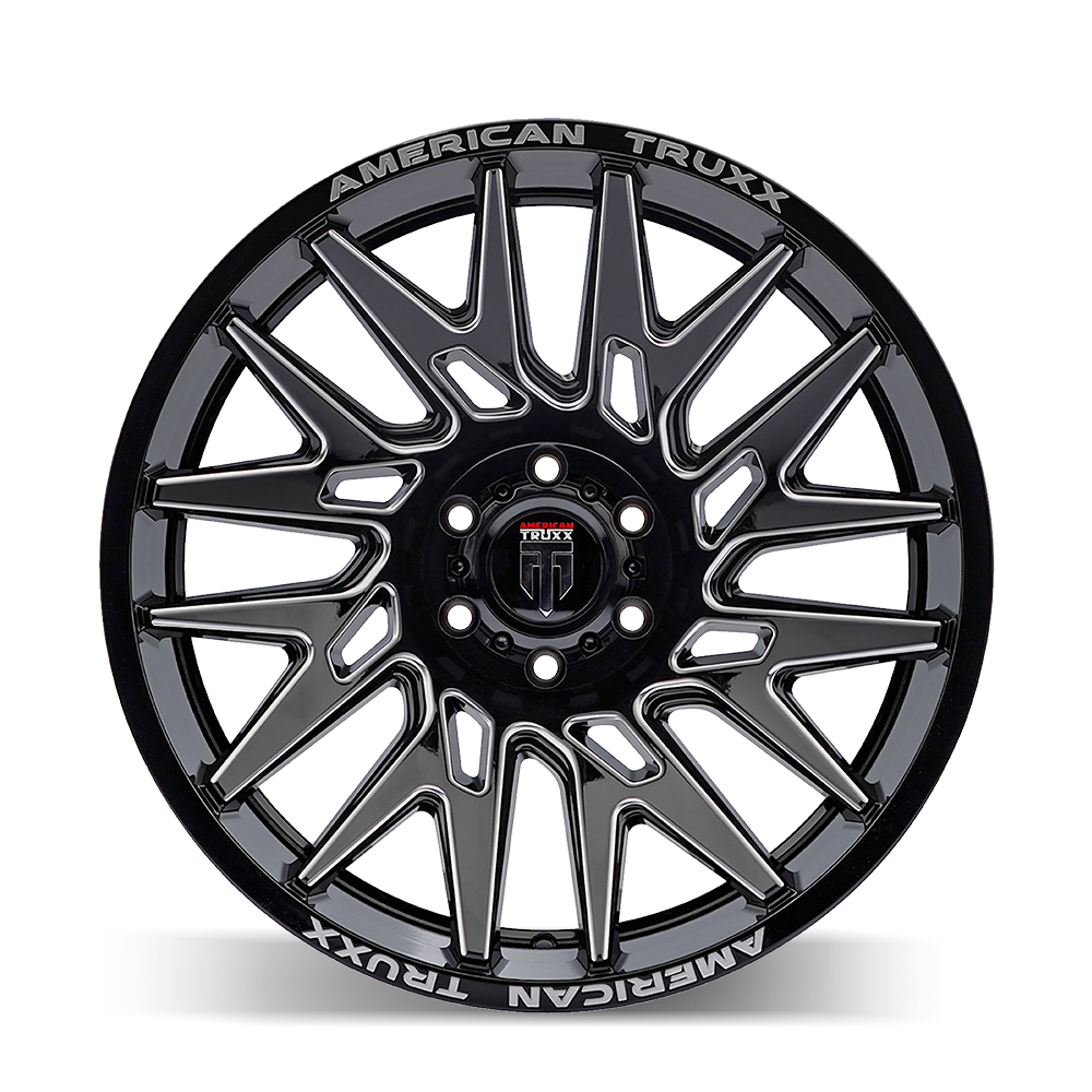American Truxx EVOLUTION Gloss black milled 22x12 -44 8x165.1mm 125.2mm - Wheelwiz