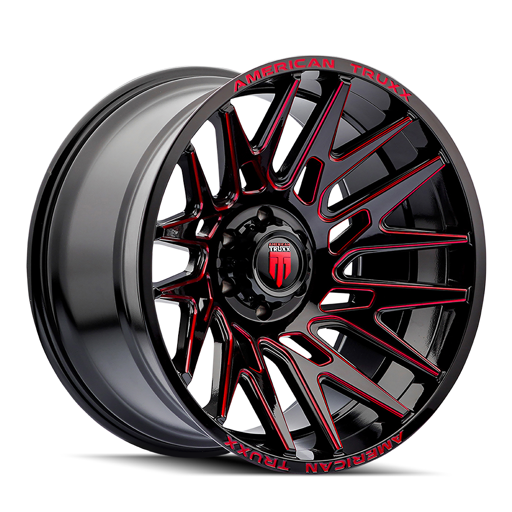 American Truxx EVOLUTION Gloss black prizm red 22x12 -44 8x165.1mm 125.2mm - Wheelwiz