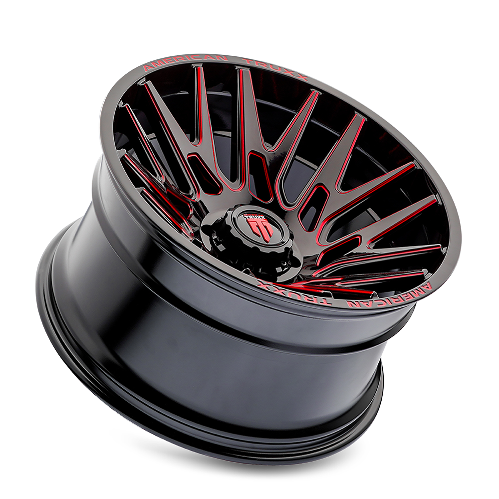 American Truxx EVOLUTION Gloss black prizm red 22x12 -44 6x139.7mm 106mm - Wheelwiz