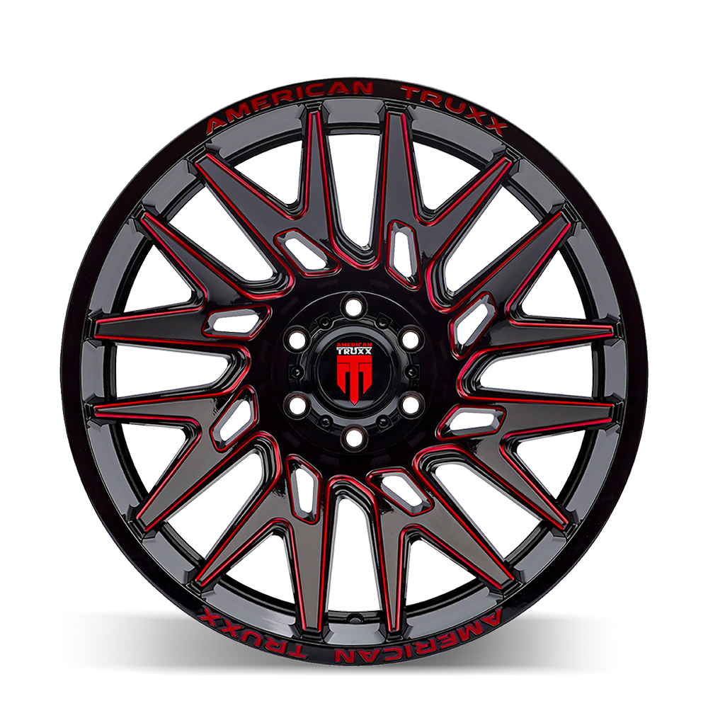 American Truxx EVOLUTION Gloss black prizm red 22x12 -44 6x135mm 87.1mm - Wheelwiz