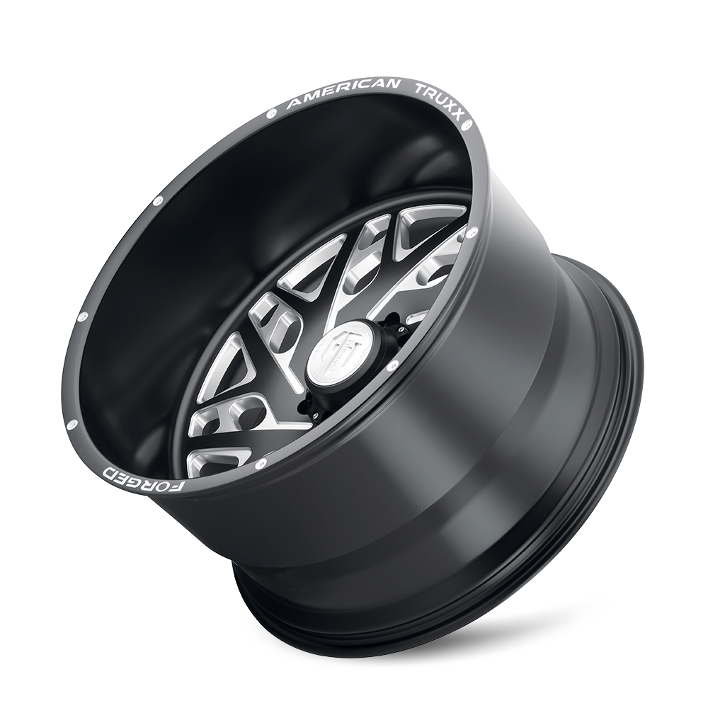 American Truxx ARIES Matte black milled 22x12 -44 8x180mm 124.2mm - Wheelwiz