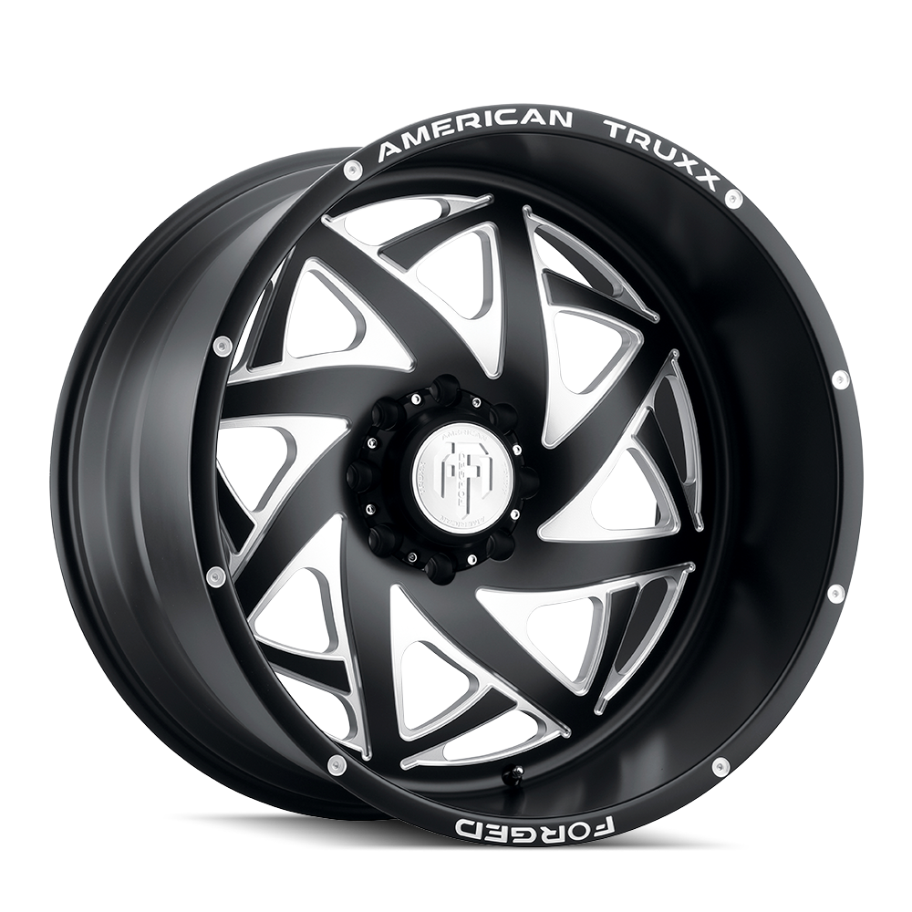 American Truxx KRONOS Matte black milled 24x14 -76 8x180mm 124.2mm - Wheelwiz