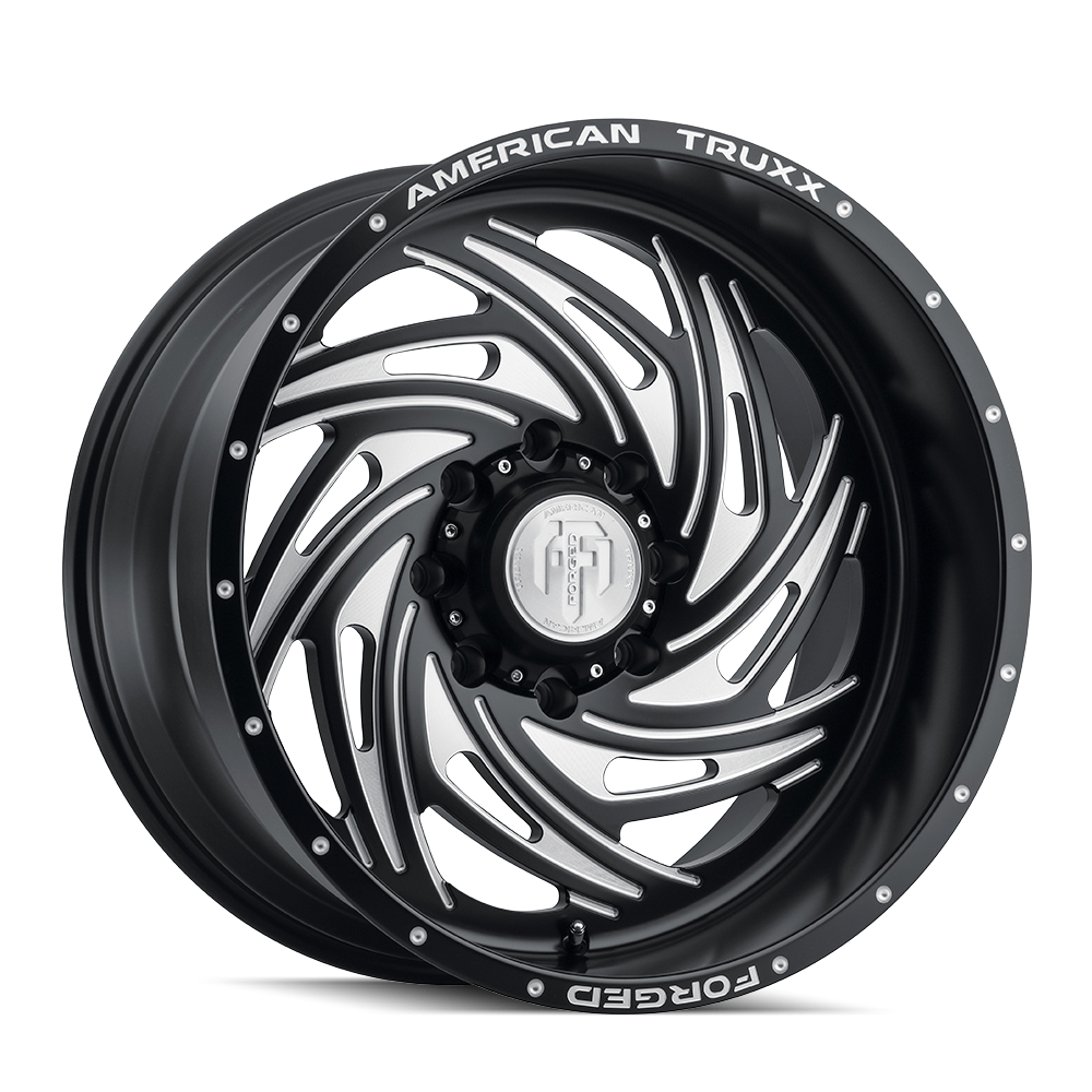 American Truxx TWISTED Matte black milled 22x12 -44 8x170mm 125.2mm - Wheelwiz