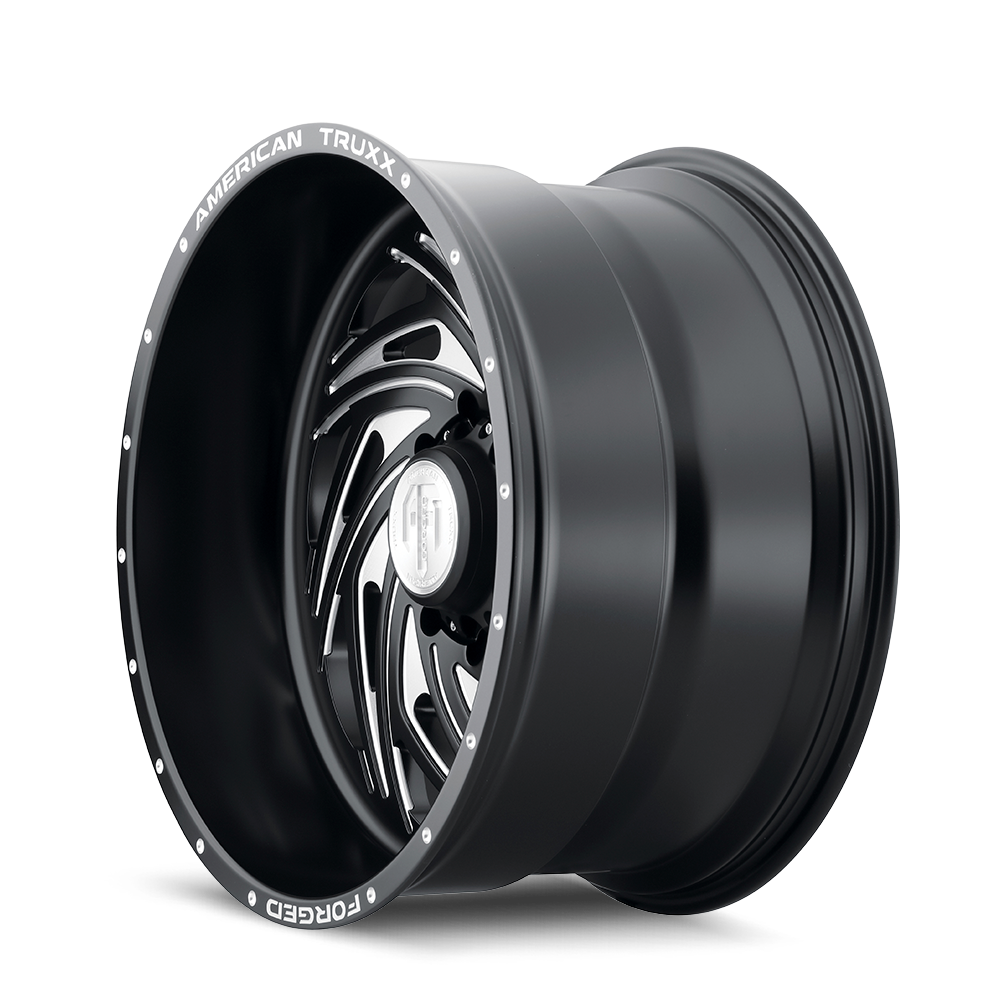 American Truxx TWISTED Matte black milled 22x12 -44 8x180mm 124.2mm - Wheelwiz