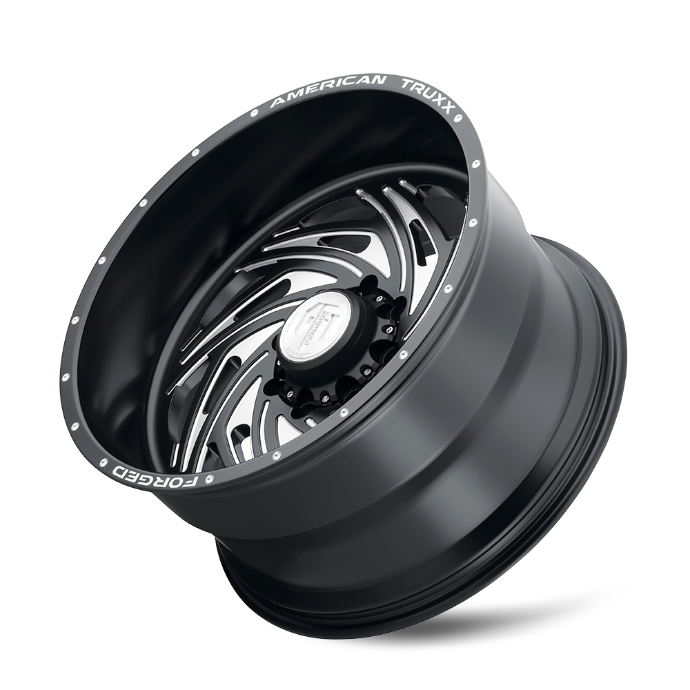 American Truxx TWISTED Matte black milled 22x12 -44 8x165.1mm 125.2mm - Wheelwiz