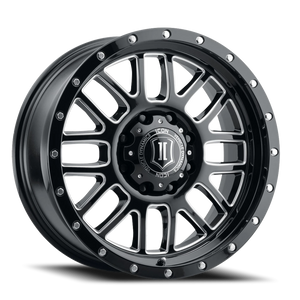Icon Alloys Alpha Satin Black W/ Milled Windows 20x9 +19 8x165.1mm 125.2mm