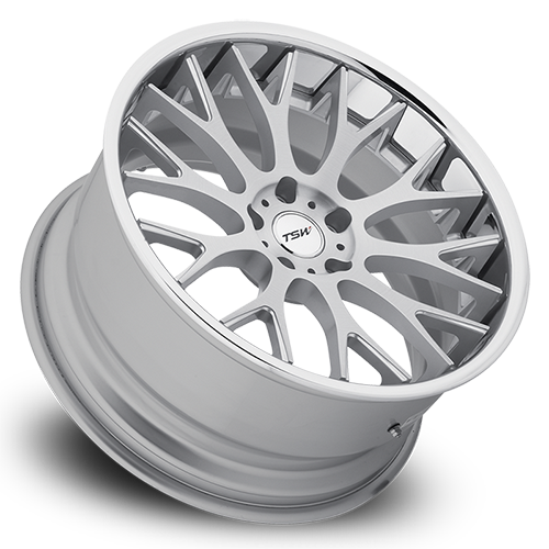 TSW AMAROO Silver W/ Brushed Face &amp; Chrome Stainless Lip 19x10.5 +27 5x114.3mm 76.1mm - Wheelwiz