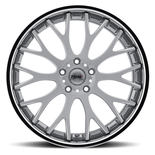 TSW AMAROO Silver W/ Brushed Face &amp; Chrome Stainless Lip 19x10.5 +27 5x114.3mm 76.1mm - Wheelwiz