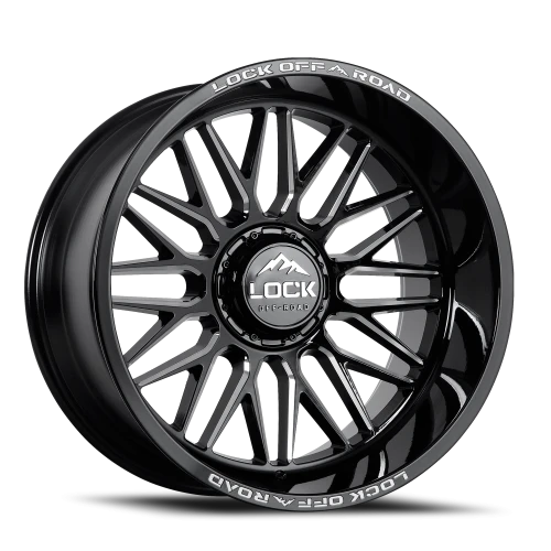 Lock Offroad Apex Gloss Black W/ Milling 20x9 +1 8x180mm 124.3mm