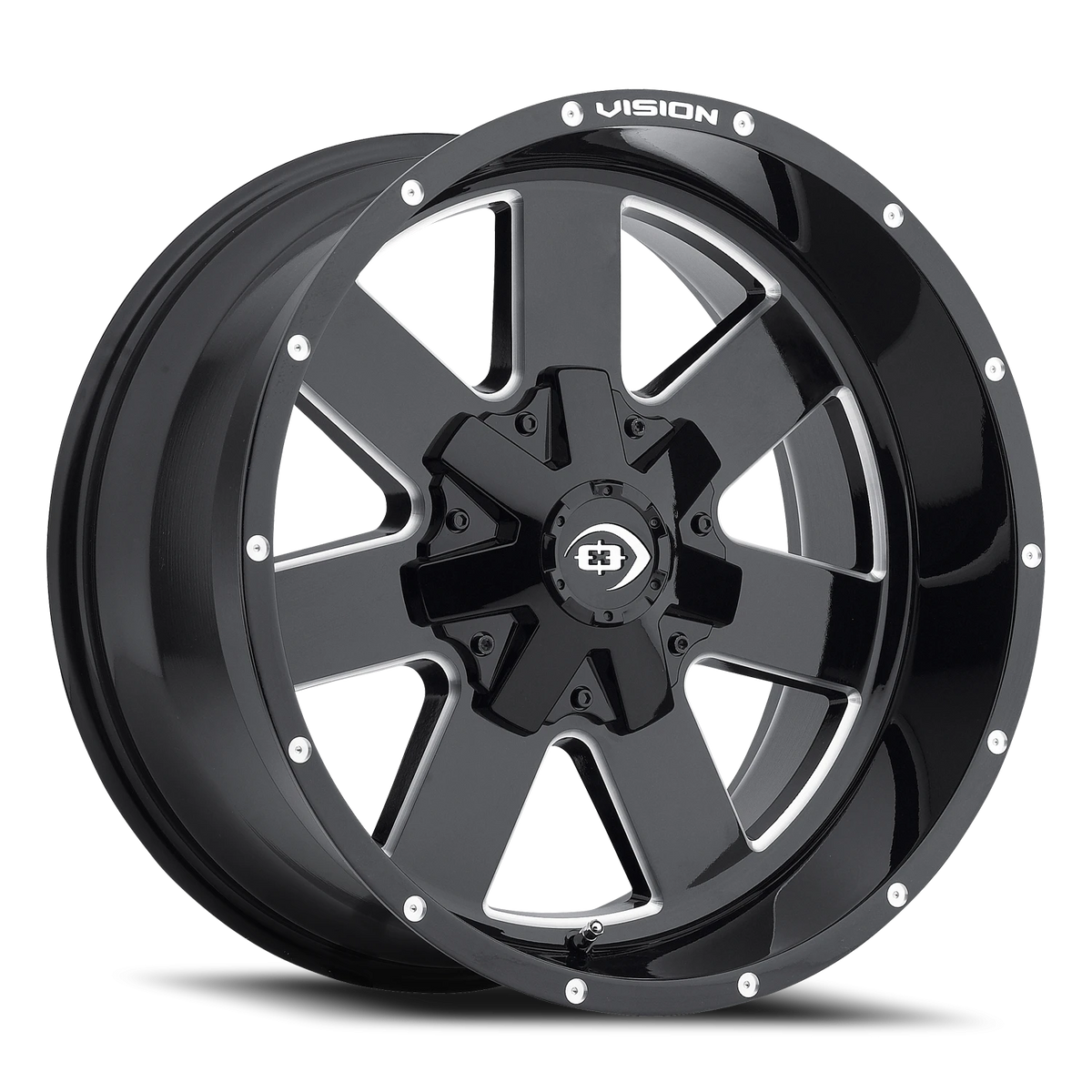 Vision Wheel 411 Gloss Black Milled Spoke 18x9 +12 5x127mm 78.1mm - Wheelwiz