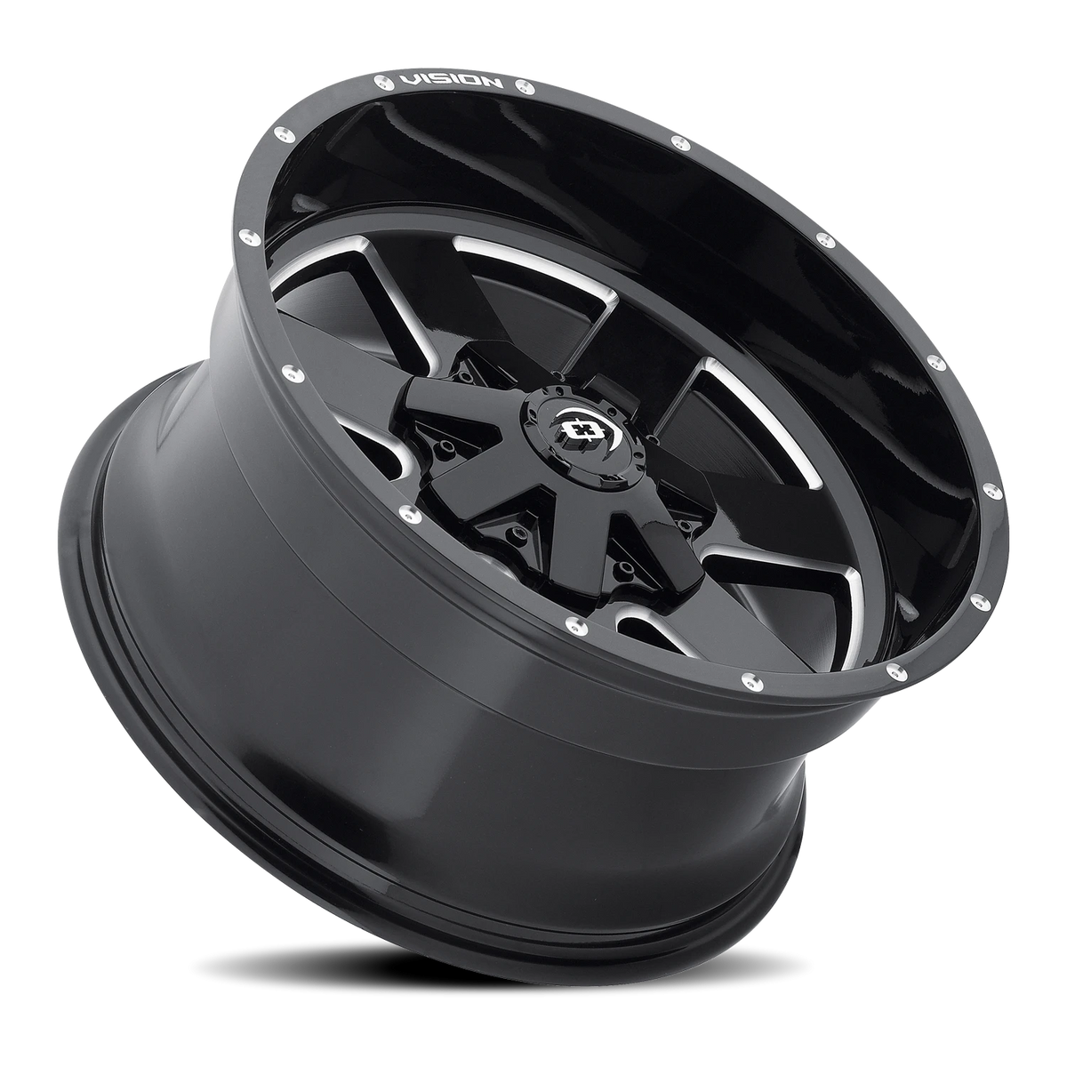 Vision Wheel 411 Gloss Black Milled Spoke 18x9 -12 6x135mm 87.1mm - Wheelwiz