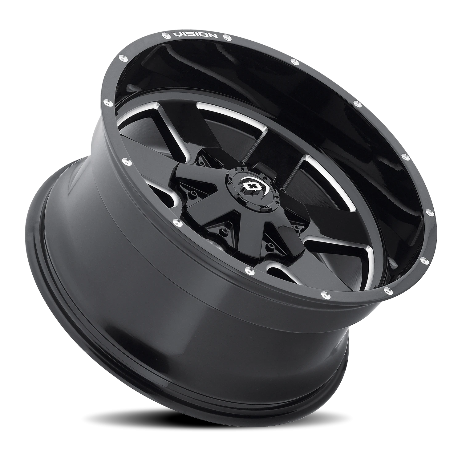 Vision Wheel 411 Gloss Black Milled Spoke 20x10 -25 8x165.1mm 125.2mm - Wheelwiz
