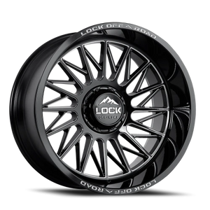 Lock Offroad Assault Gloss Black W/ Milling 22x10 -18 8x180mm 124.3mm