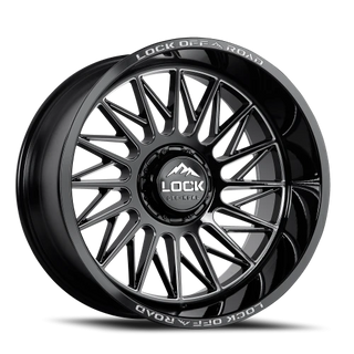 Lock Offroad Assault Gloss Black W/ Milling 22x12 -44 8x180mm 124.3mm