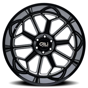 Cali Off-road AUBURN Gloss black milled 24x14 -76 8x180mm 124.1mm