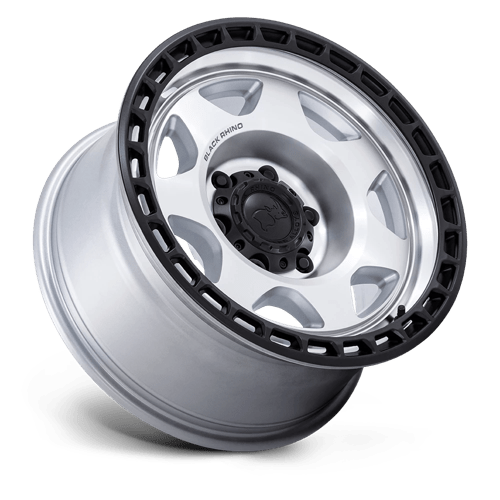Black Rhino BR018 VOYAGER Silver Machined W/ M-black Lip 17x8.5 -10 6x139.7mm 106.1mm - Wheelwiz