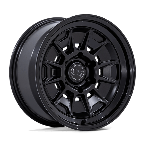 Black Rhino BR021 MONDO Matte Black W/ Gloss Black Lip 17x8.5 -10 6x139.7mm 106.1mm - Wheelwiz