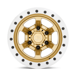 Black Rhino OFFSHOOT BEADLOCK Gloss Gold W/ Machined Ring 15x10 -38 6x139.7mm 112.1mm - Wheelwiz