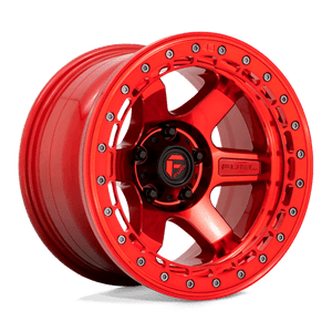 Fuel Offroad D123 BLOCK BEADLOCK Candy Red W/ Candy Red Ring 17x9 -15 5x127mm 71.5mm - Wheelwiz