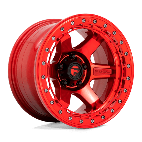 Fuel Offroad D123 BLOCK BEADLOCK Candy Red W/ Candy Red Ring 17x9 -15 5x127mm 71.5mm - Wheelwiz