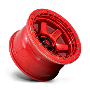 Fuel Offroad D123 BLOCK BEADLOCK Candy Red W/ Candy Red Ring 17x9 -15 5x127mm 71.5mm - Wheelwiz