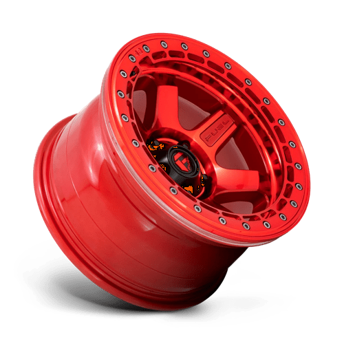 Fuel Offroad D123 BLOCK BEADLOCK Candy Red W/ Candy Red Ring 17x9 -15 6x139.7mm 106.1mm - Wheelwiz