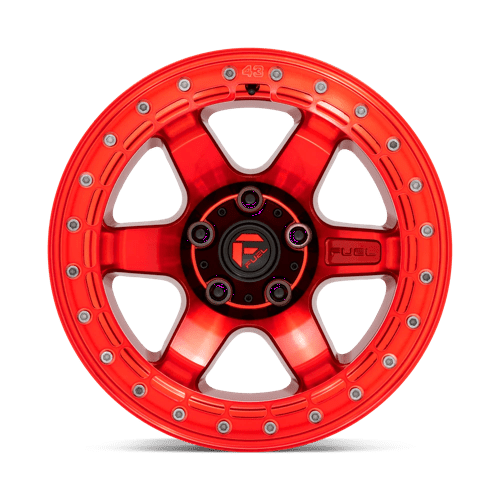 Fuel Offroad D123 BLOCK BEADLOCK Candy Red W/ Candy Red Ring 17x9 -15 5x127mm 71.5mm - Wheelwiz