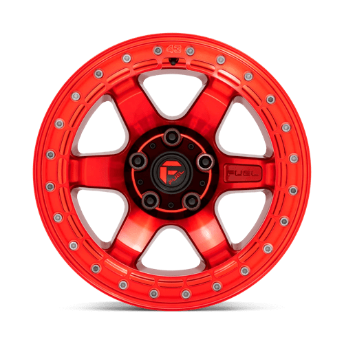 Fuel Offroad D123 BLOCK BEADLOCK Candy Red W/ Candy Red Ring 17x8.5 0 6x139.7mm 106.1mm - Wheelwiz