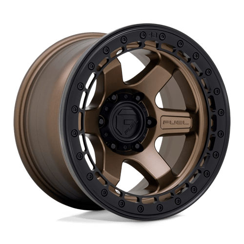 Fuel Offroad D124 BLOCK BEADLOCK Matte Bronze W/ M-black Ring 17x9 -15 6x139.7mm 106.1mm - Wheelwiz