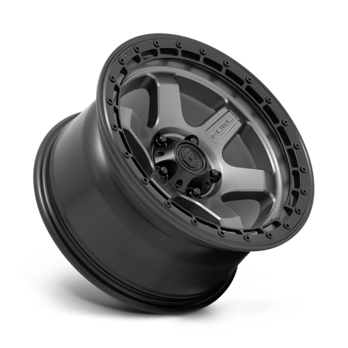 Fuel Offroad D752 BLOCK Matte Gunmetal W/ Black Ring 18x9 -12 5x127mm 71.5mm - Wheelwiz