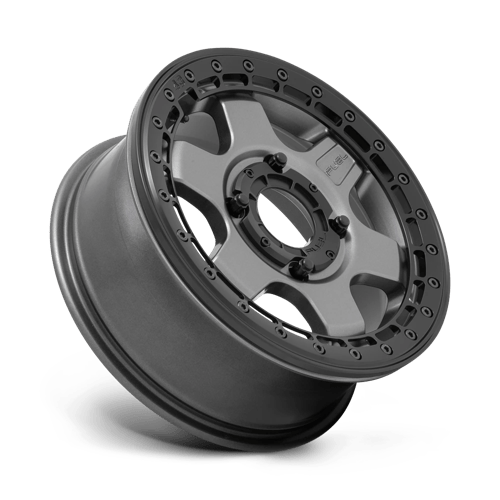 Fuel Offroad D923 BLOCK BEADLOCK Matte Gun Metal W/ Black Ring 15x6 +38 4x156mm 132mm - Wheelwiz