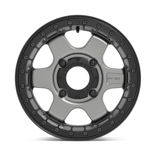 Fuel Offroad D923 BLOCK BEADLOCK Matte Gun Metal W/ Black Ring 15x6 +38 4x156mm 132mm - Wheelwiz