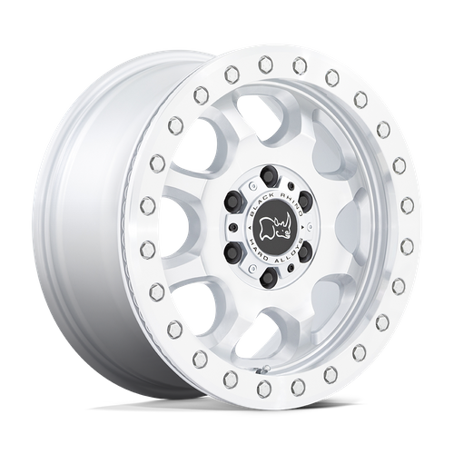 Black Rhino VENTURE BEADLOCK Gloss Silver W/ Machined Face 17x8 +38 6x130mm 84.1mm - Wheelwiz