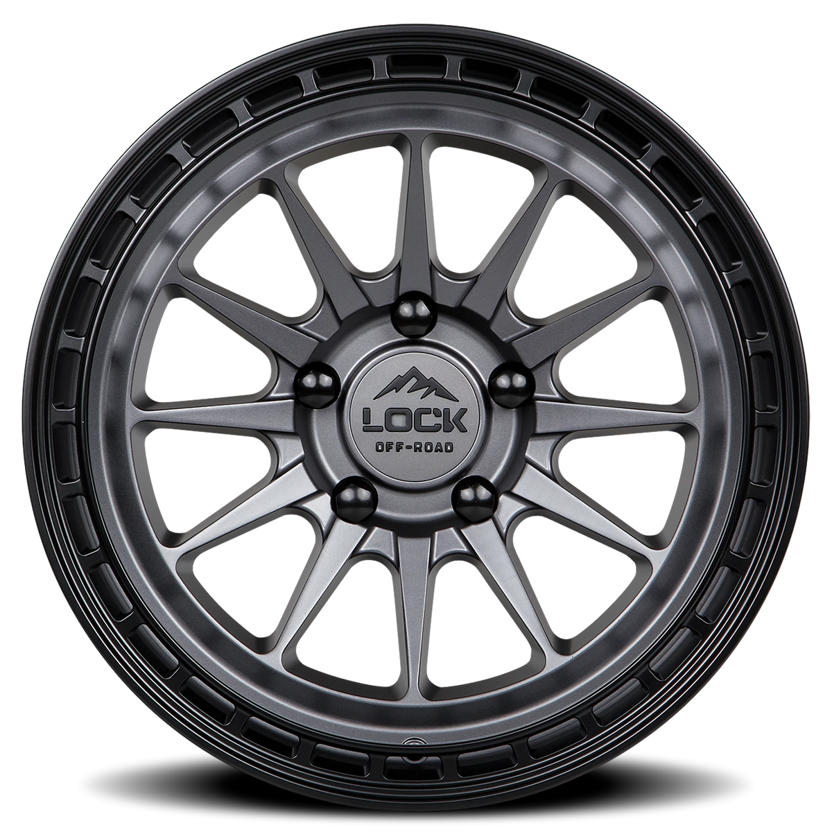Lock Offroad Baja Matte Grey W/ Matte Black Ring 17x8 +40 5x127mm 78.1mm