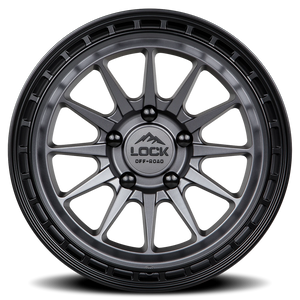 Lock Offroad Baja Matte Grey W/ Matte Black Ring 17x9 -12 6x139.7mm 106.2mm