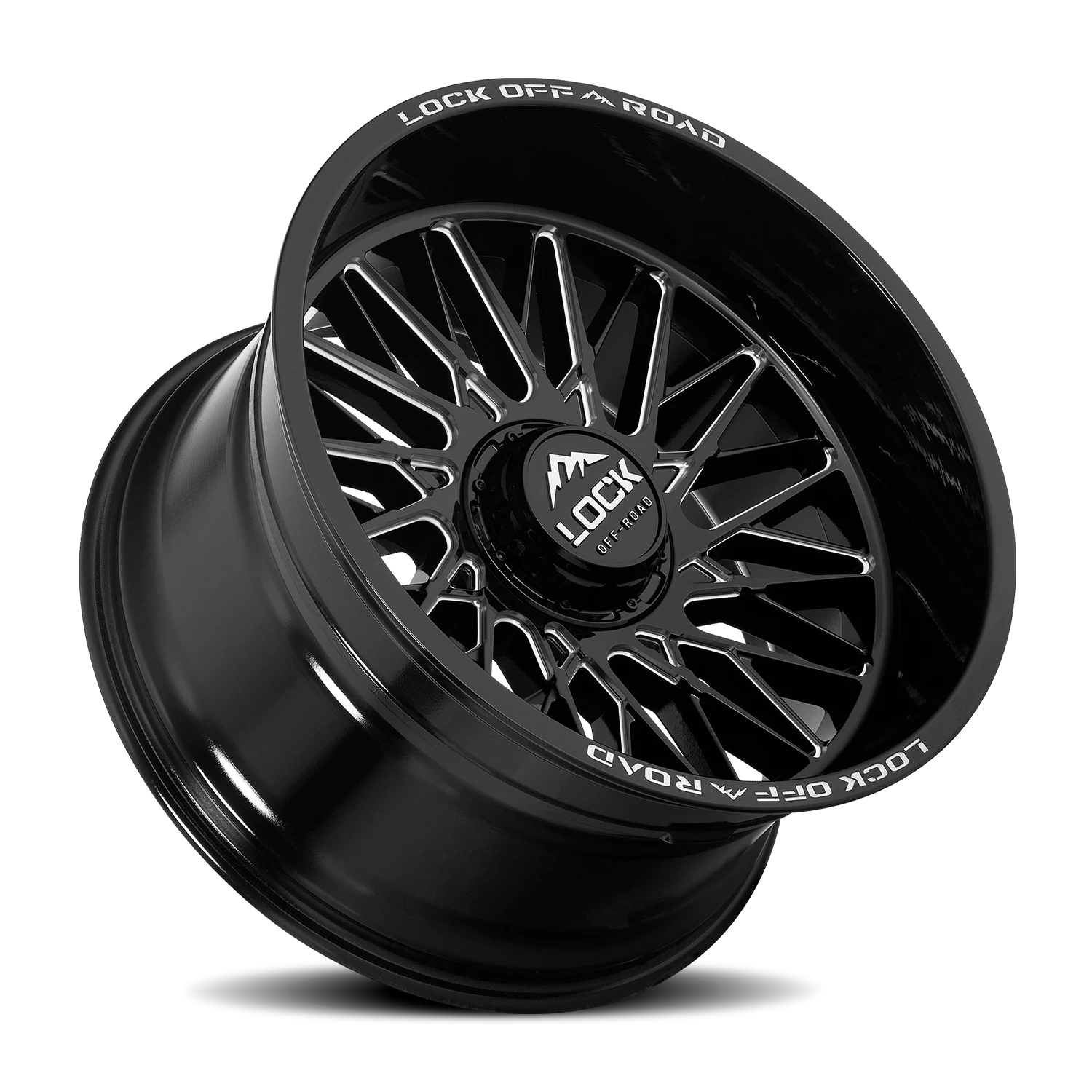Lock Offroad Bandit Gloss Black W/ Milling 22x12 -44 5x127|5x139.7mm 87.1mm - Wheelwiz