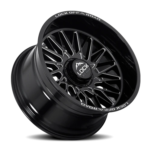 Lock Offroad Bandit Gloss Black W/ Milling 22x12 -44 6x135|6x139.7mm 106.2mm - Wheelwiz